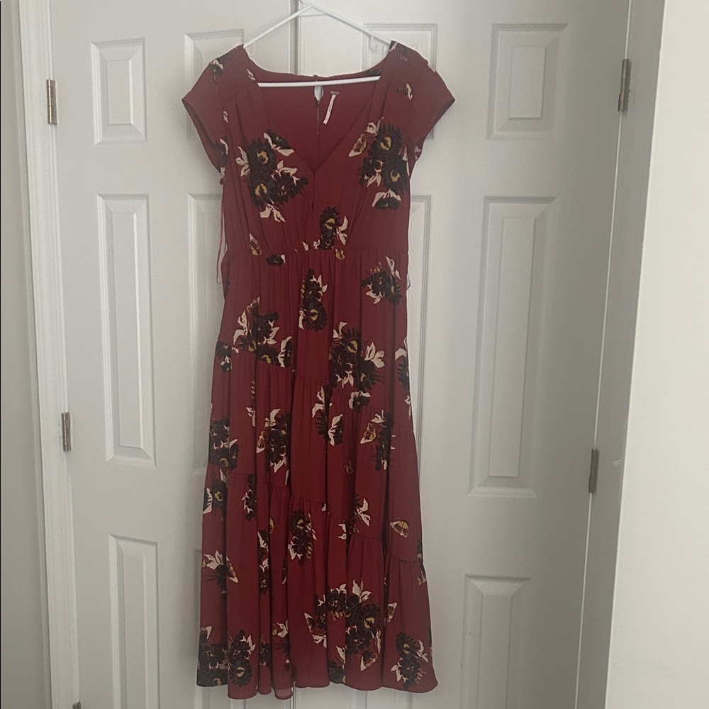 Free People Burgundy Floral Maxi Dress
